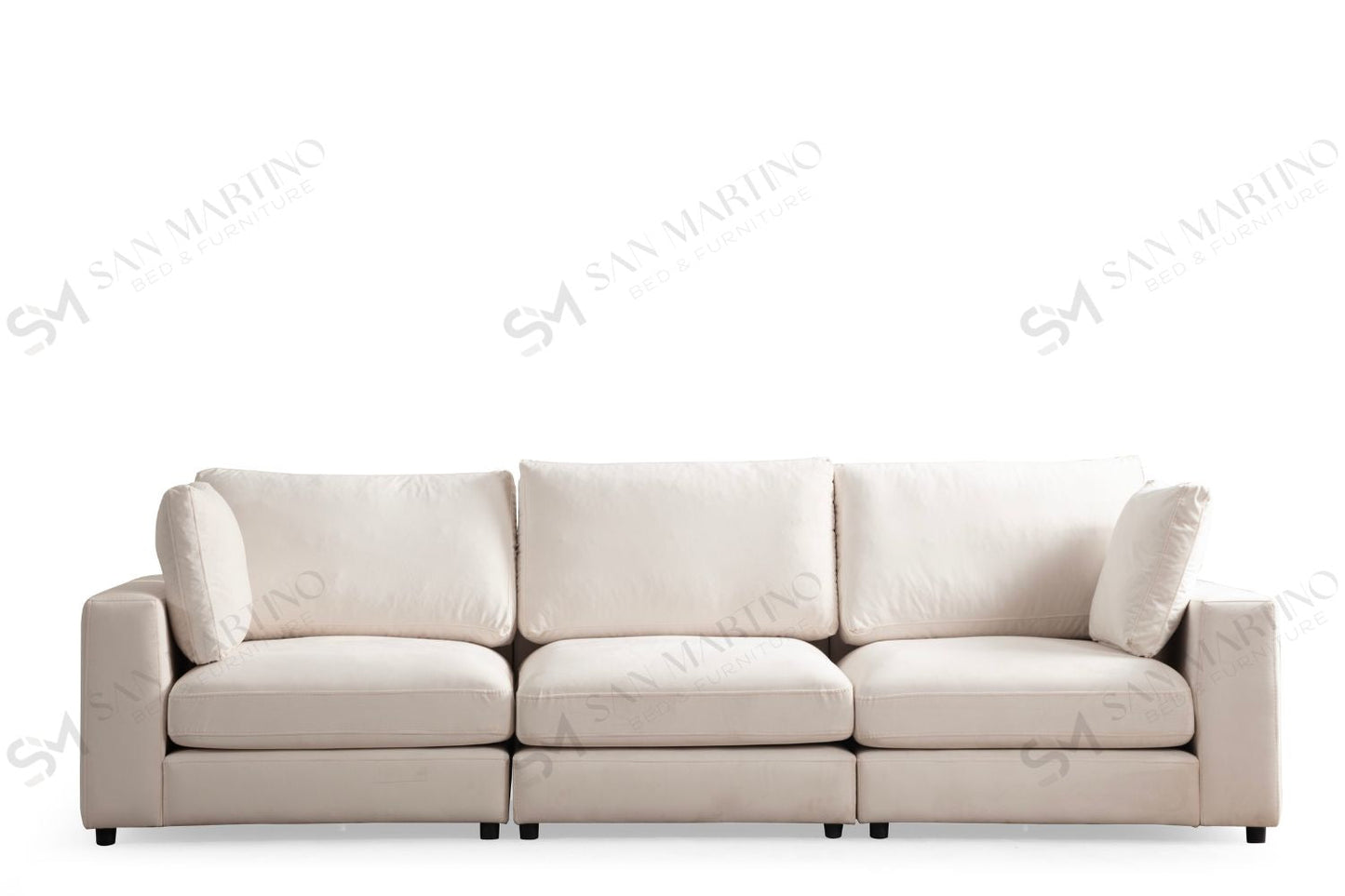 Canapé Julia Modulable Velours Blanc 3+1 Pouf